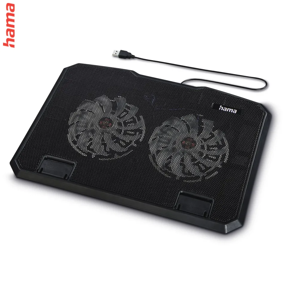 Hama chladiaci stojan pre notebook Black Metal, naklápací, 2 ventilátory, modré podsvietenie, tichý