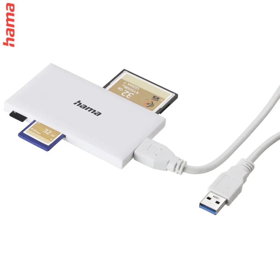 Hama USB 3.0 multi čítačka kariet, SD/micro SD, CF, MS, biela