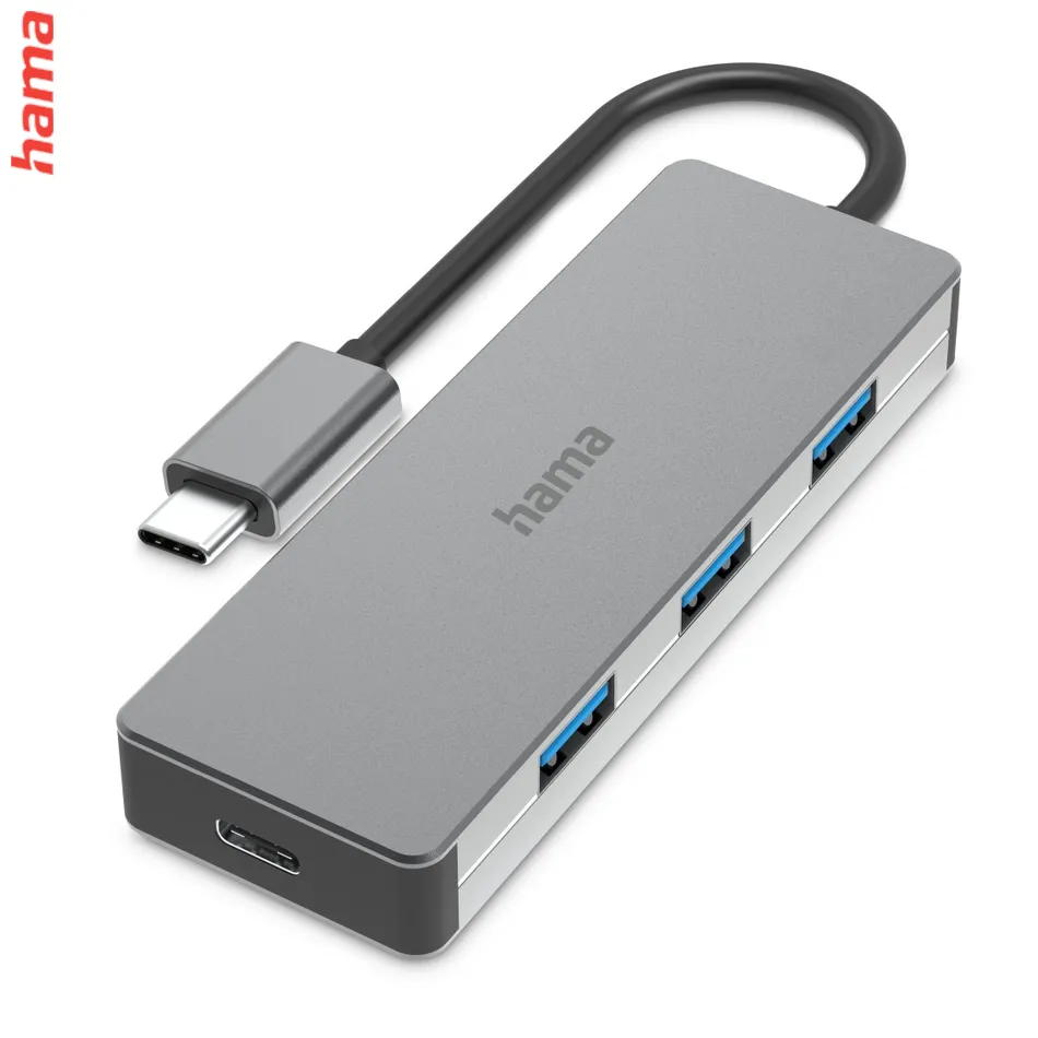 Hama USB-C-Hub, 4 porty, USB 3.2, 10 Gbit/s, hliníkový