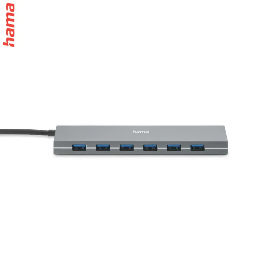 Hama USB-Hub, 7 portov, USB 3.2, 5 Gbit/s, USB-C adaptér, sieťový zdroj