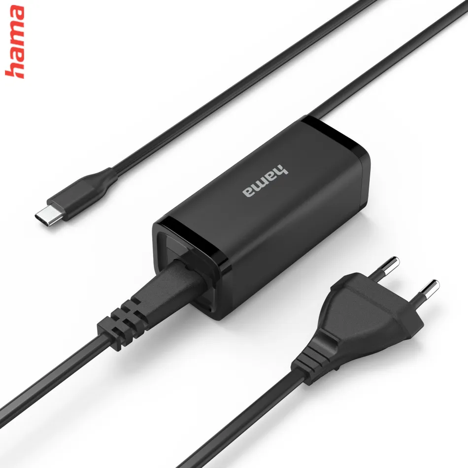 Hama USB-C napájací zdroj pre notebooky, Power Delivery, GaN, 5-20 V, 65 W
