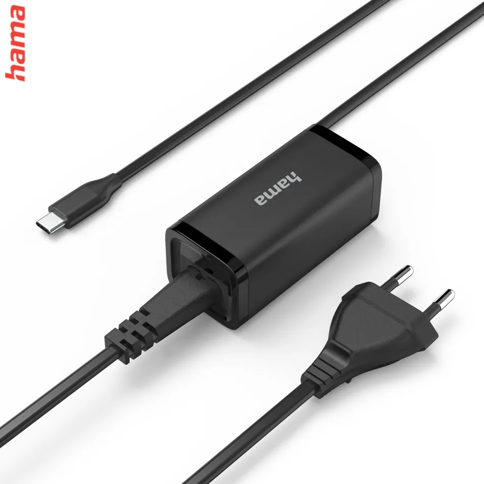 Hama USB-C napájací zdroj pre notebooky, Power Delivery, GaN, 5-20 V, 45 W