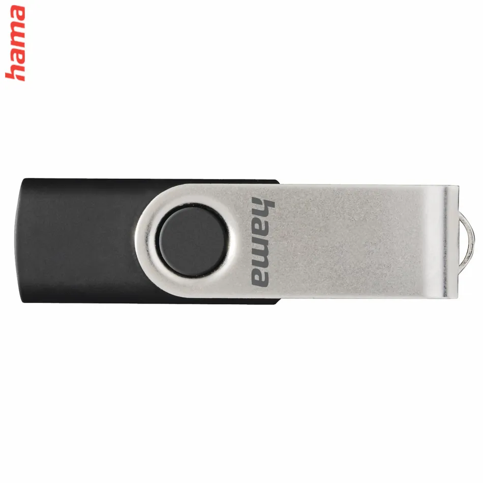 Hama USB 2.0 Flash Drive Rotate, 16 GB, 10 MB/s, čierna/strieborná