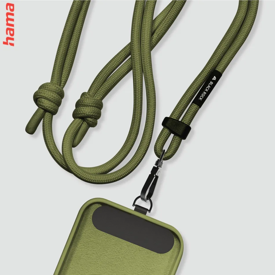 Black Rock Universal Lanyard, šnúrka na mobil, s karabínkou, 30-60 cm, olivová zelená