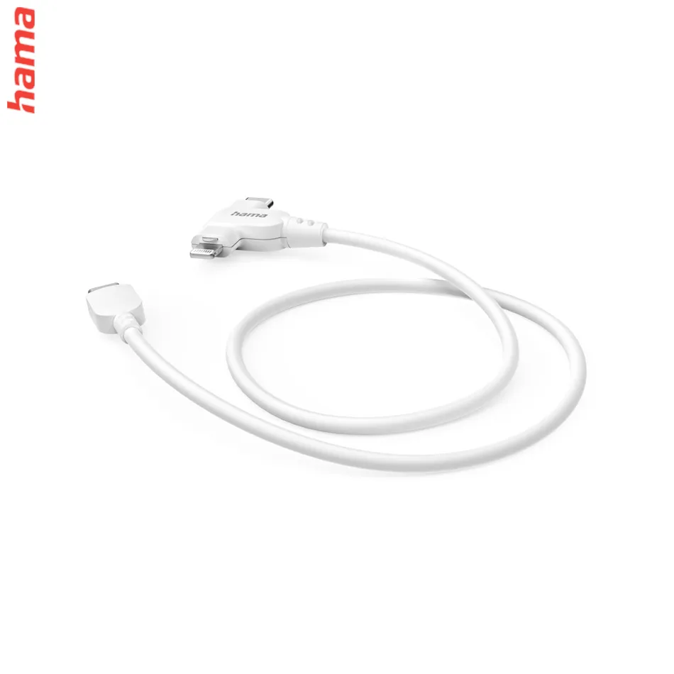 Hama USB-C kábel 2v1: USB-C + Lightning MFi, 1,5 m, biely