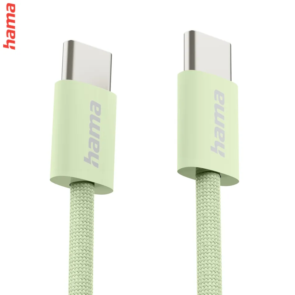 Hama USB-C 2.0 kábel Fabric, 1 m, opletený, zelený