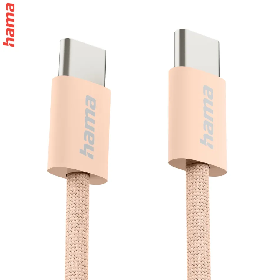 Hama USB-C 2.0 kábel Fabric, 1 m, opletený, oranžový