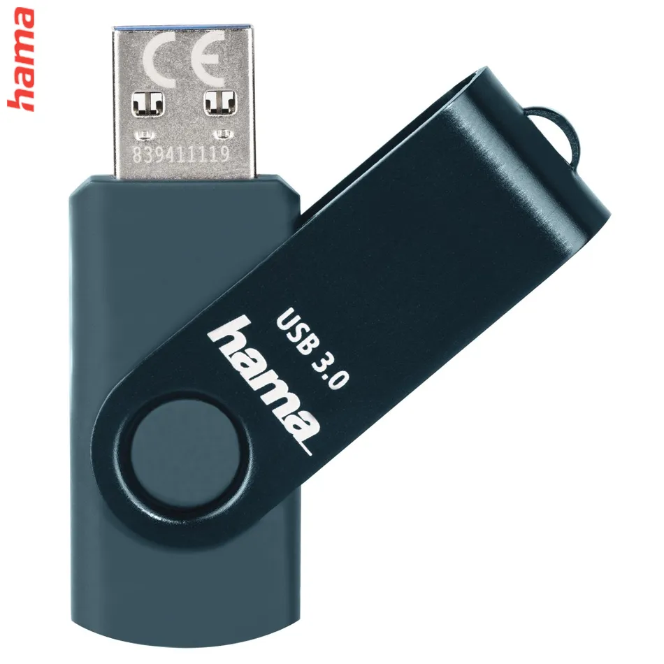 Hama USB 3.0 Flash Drive Rotate,128 GB, 70 MB/s, petrolejová modrá