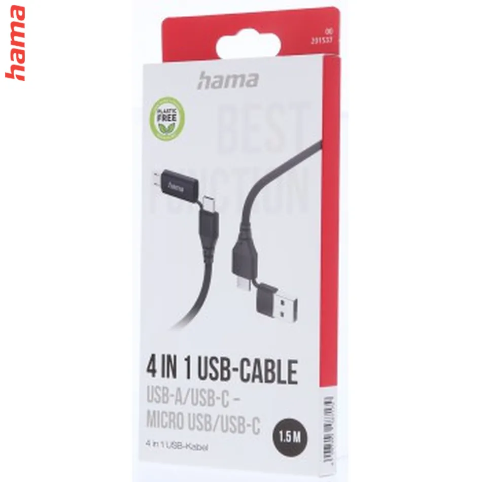 Hama USB kábel 3v1: micro USB, USB-C, Lightning, 1,5 m