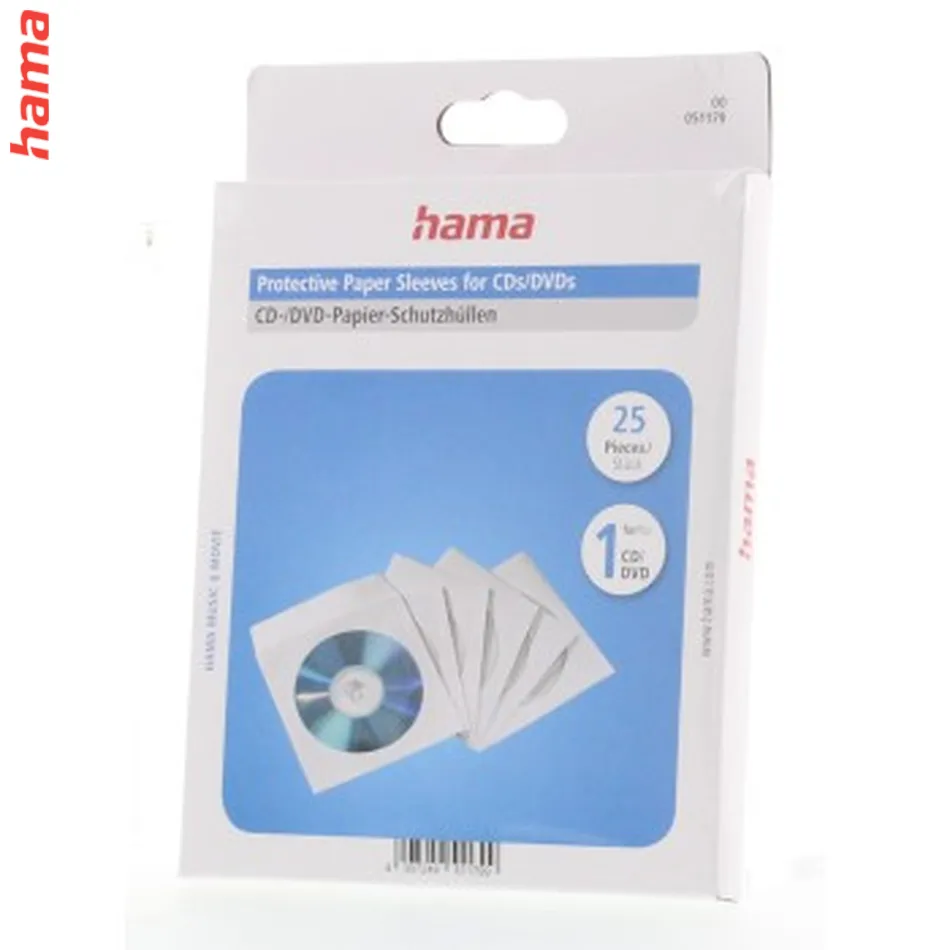 Hama papierové obaly na CD/DVD, biele, balenie 25 ks (cena za balenie)
