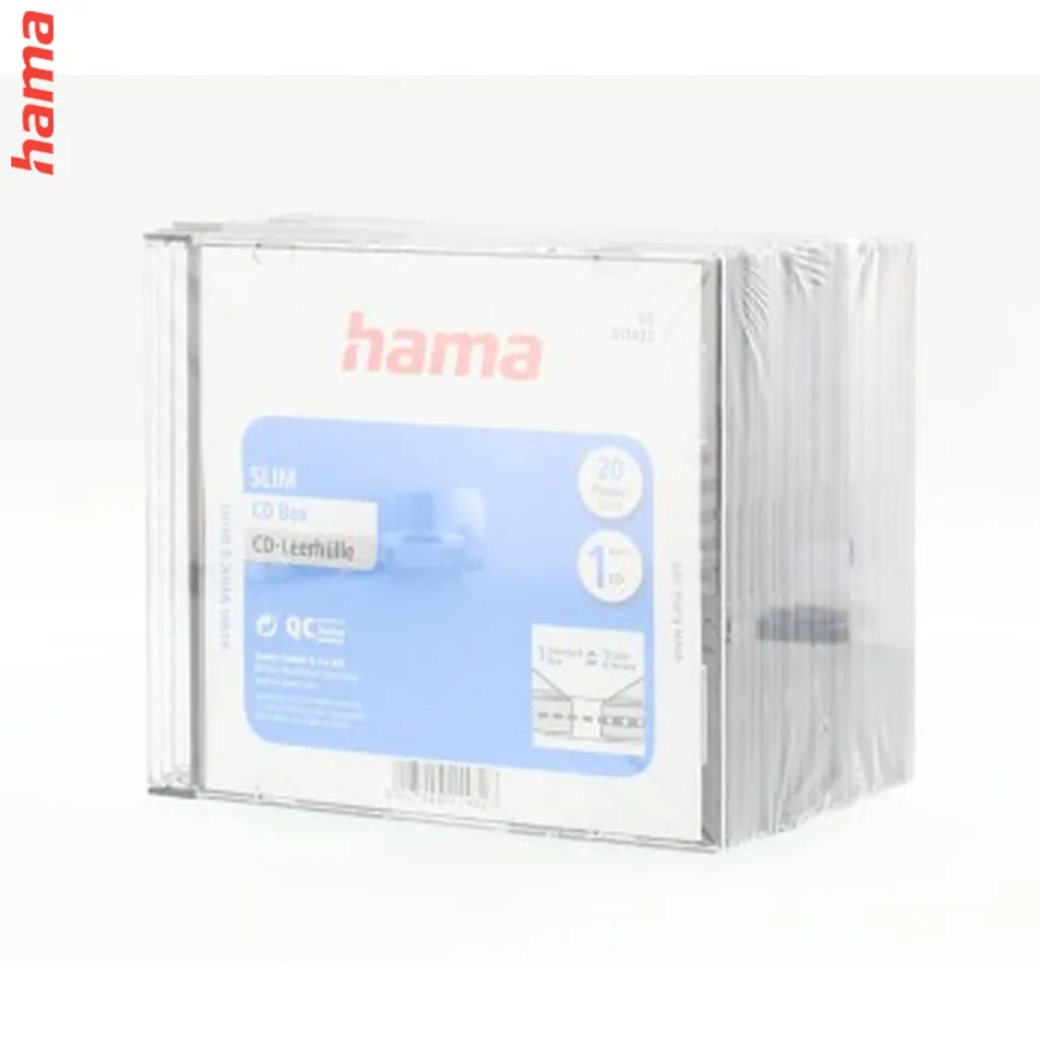 Hama CD Slim Box, obal na 1 cd/dvd, priehľadný/čierny, balenie 20 ks (cena za balenie)