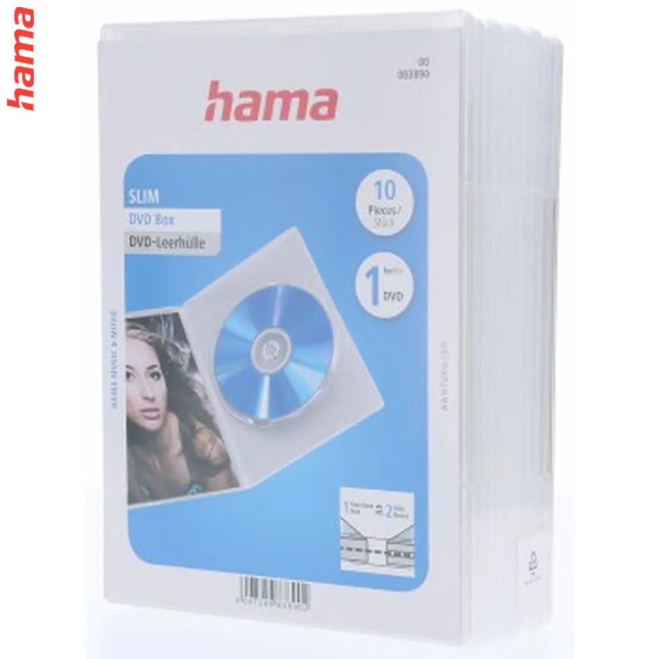 Hama Slim, obal na 1 DVD, s fóliou, priehľadný, balenie 10 ks (cena za balenie)
