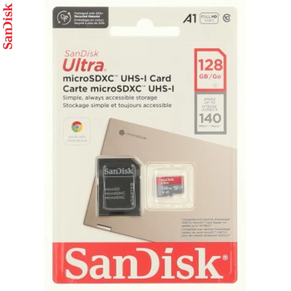SanDisk Ultra microSDXC card for Chromebooks 128 GB, 140 MB/s, UHS-I, s adaptérom