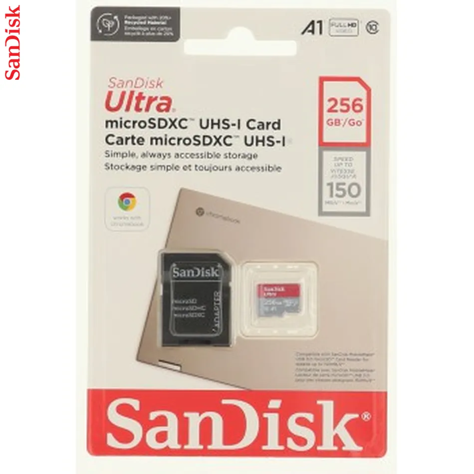 SanDisk Ultra microSDXC card for Chromebooks 256 GB, 150 MB/s, UHS-I, s adaptérom