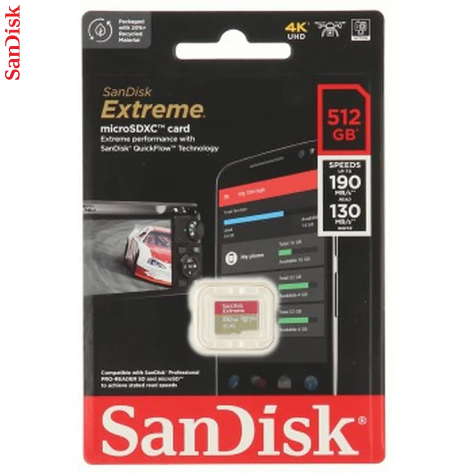 SanDisk microSDXC Extreme 512 GB (A2/ V30/ U3/ R190/ W130)