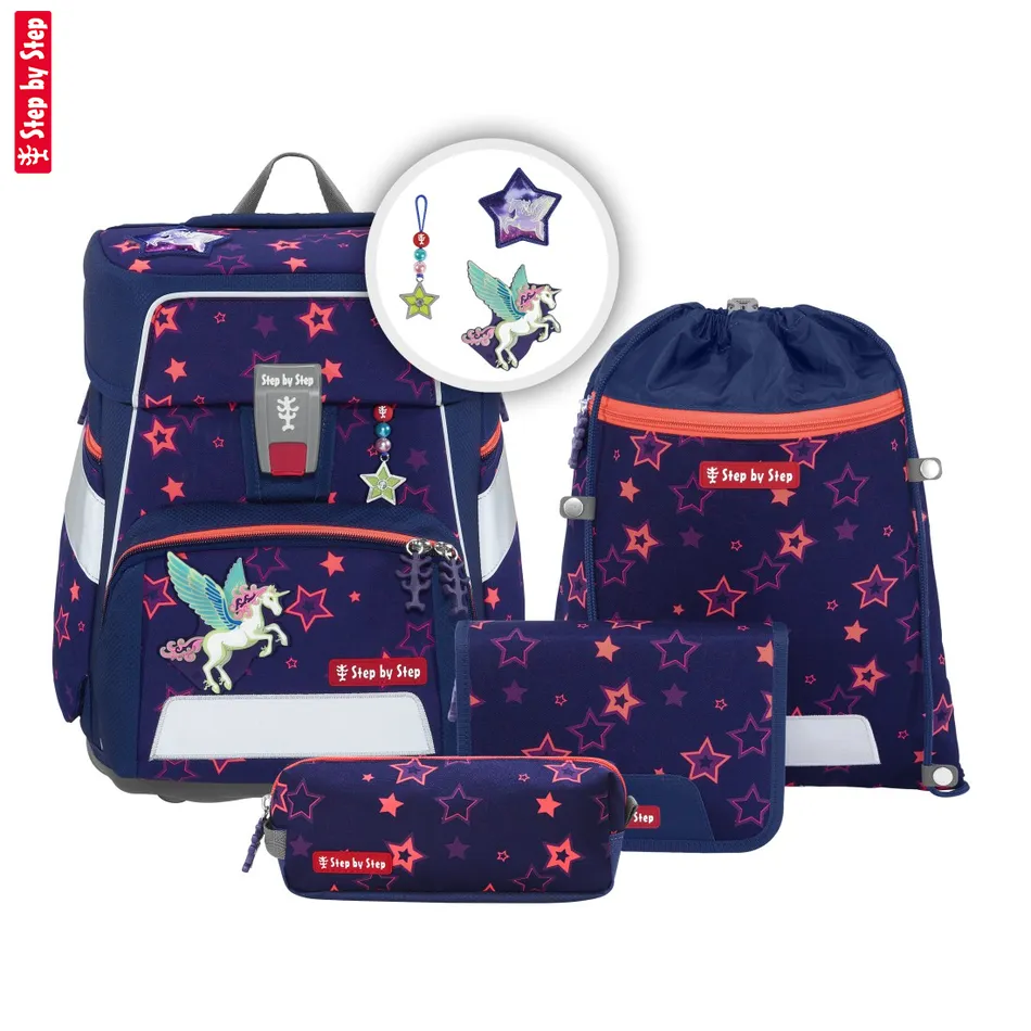 Školská taška Step by Step SPACE SHINE, Pegasus Night Nuala - 5-dielny set, AGR certifikát