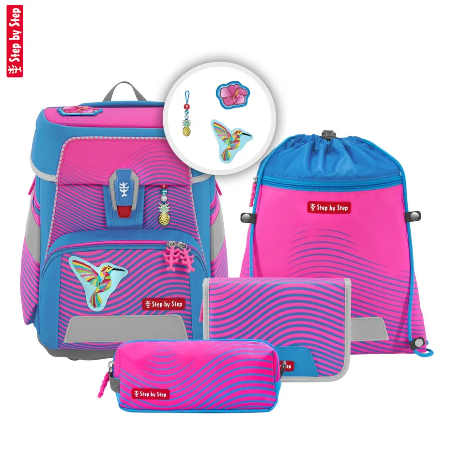 Školská taška Step by Step SPACE NEON, Kolibri Kaja - 5-dielny set, AGR certifikát