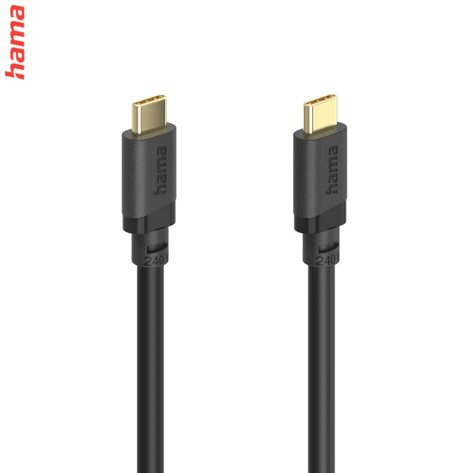 Hama GoPro kábel USB C-C 1,5 m, 240 W, USB 3.2 Gen1 5 Gb/s, čierny