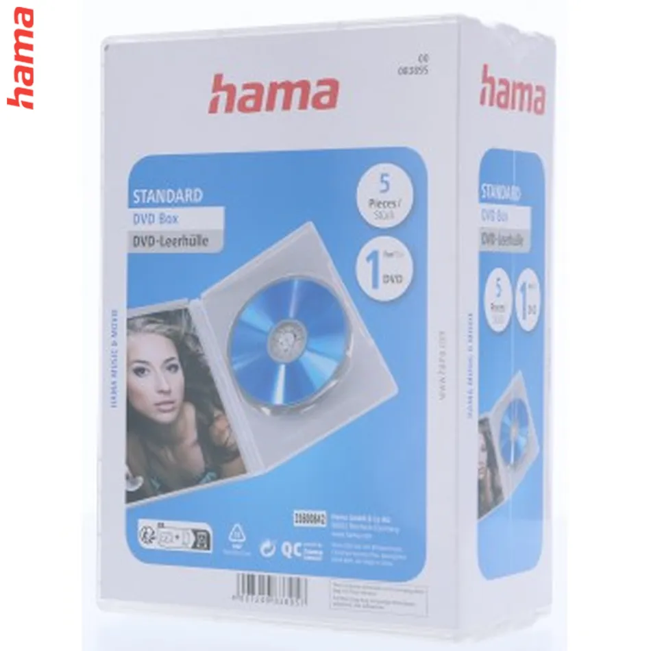 Hama DVD obal na 1 DVD, s fóliou, priehľadný, balenie 5 ks