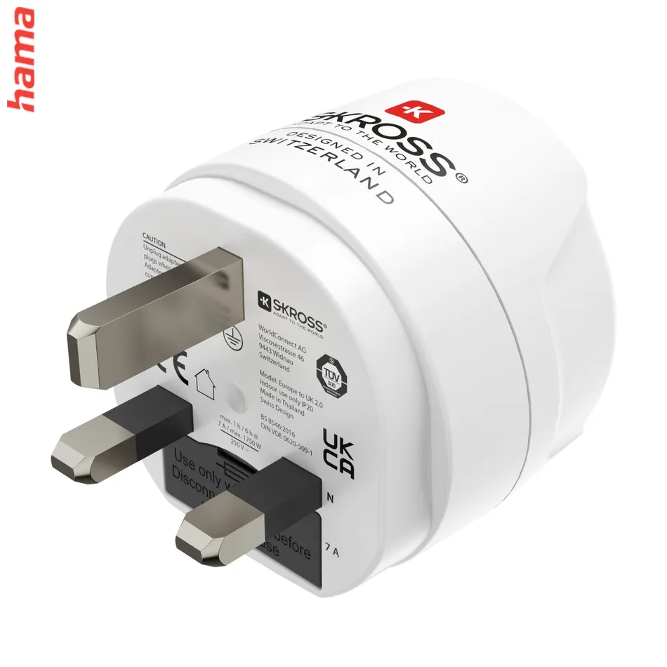 Hama cestovný adaptér typ G pre britské zásuvky, 3-pól.