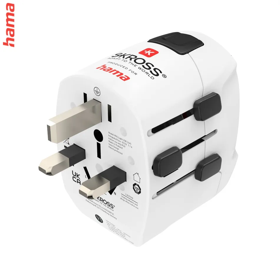 Hama cestovný adaptér World Travel Pro Light USB, 3-pól., univerzál., 2xUSB-A