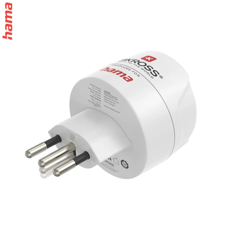 Hama Cestovný adaptér typ J/L/N, 3‑pólový, Švajčiarsko/Taliansko/Brazília