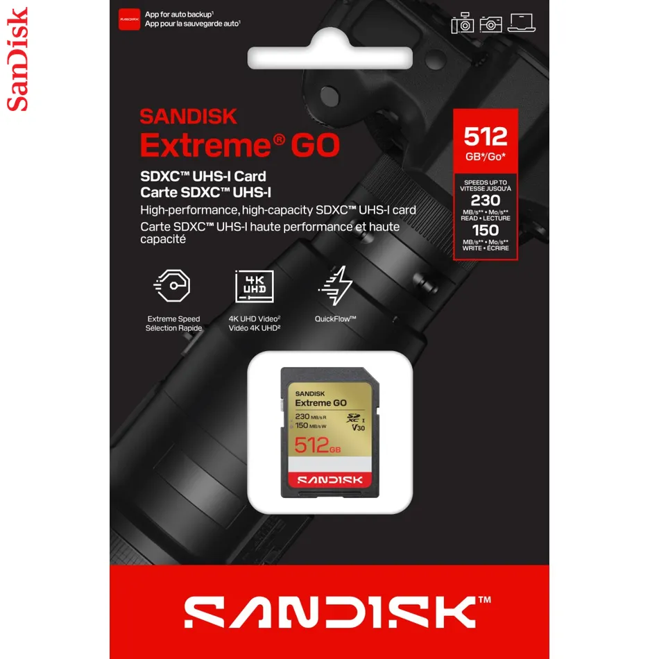 SanDisk SDXC Extreme GO 512GB (UHS-1, R 230MB/s / W150MB/s, 4K)