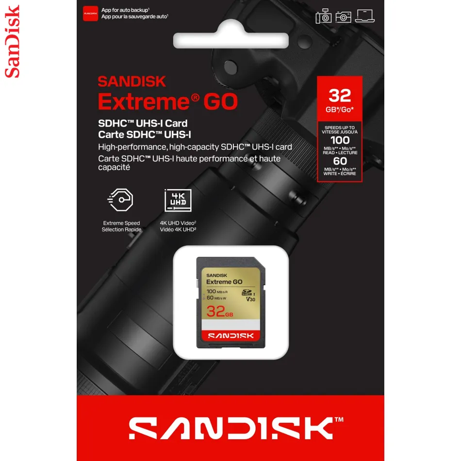 SanDisk SDHC Extreme GO 32GB (UHS-1, R 100MB/s / W60MB/s, 4K)