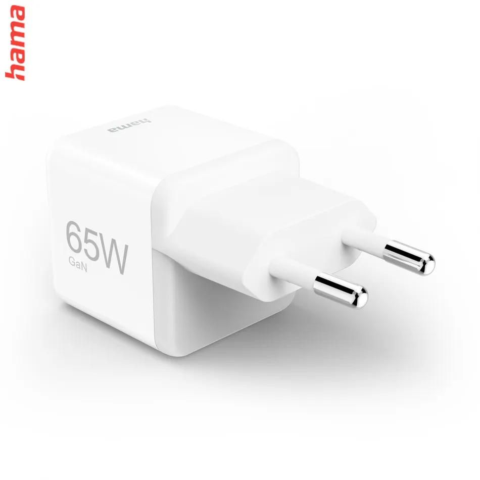 Hama Fast Charger, GaN, USB-C, Super-Mini Charger, PD, 65 W, white