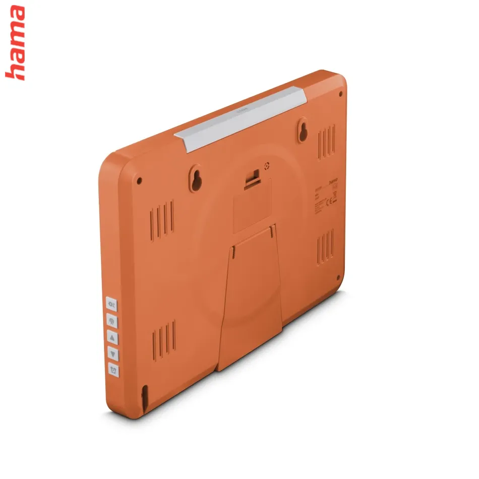 Hama La Palma digitálne nástenné hodiny, rádiový signál, dátum, biele/oranžové