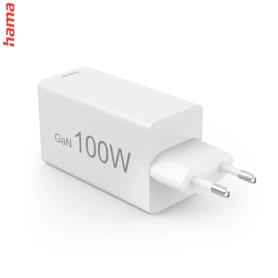 Hama rýchlonabíjačka USB C 100 W GaN, 2x USB-C, 1x USB-A, biela