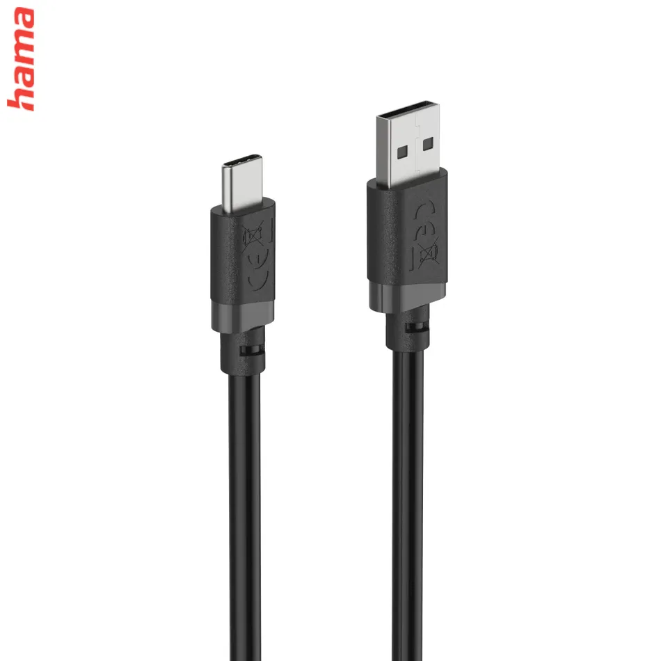 Hama USB kábel C, USB-A na USB-C, 1 m, čierny