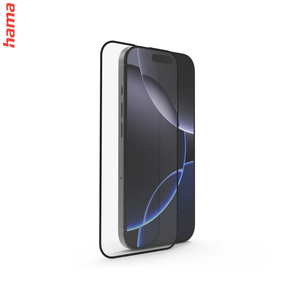 Hama ochranné sklo na iPhone 16 Pro, Extreme Protect, D3O, 10H, čierny rám
