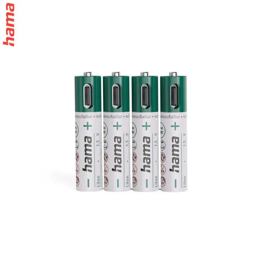 Hama nabíjateľné AAA batérie, Li-Ion, 4 ks, 475 mAh, USB-C konektor