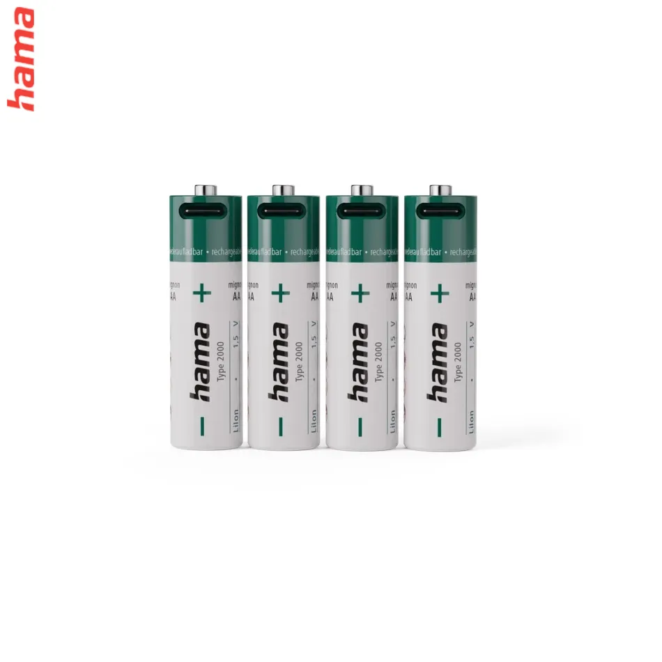 Hama nabíjateľné AA batérie, Li-Ion, 4 ks, 1900 mAh, USB-C konektor