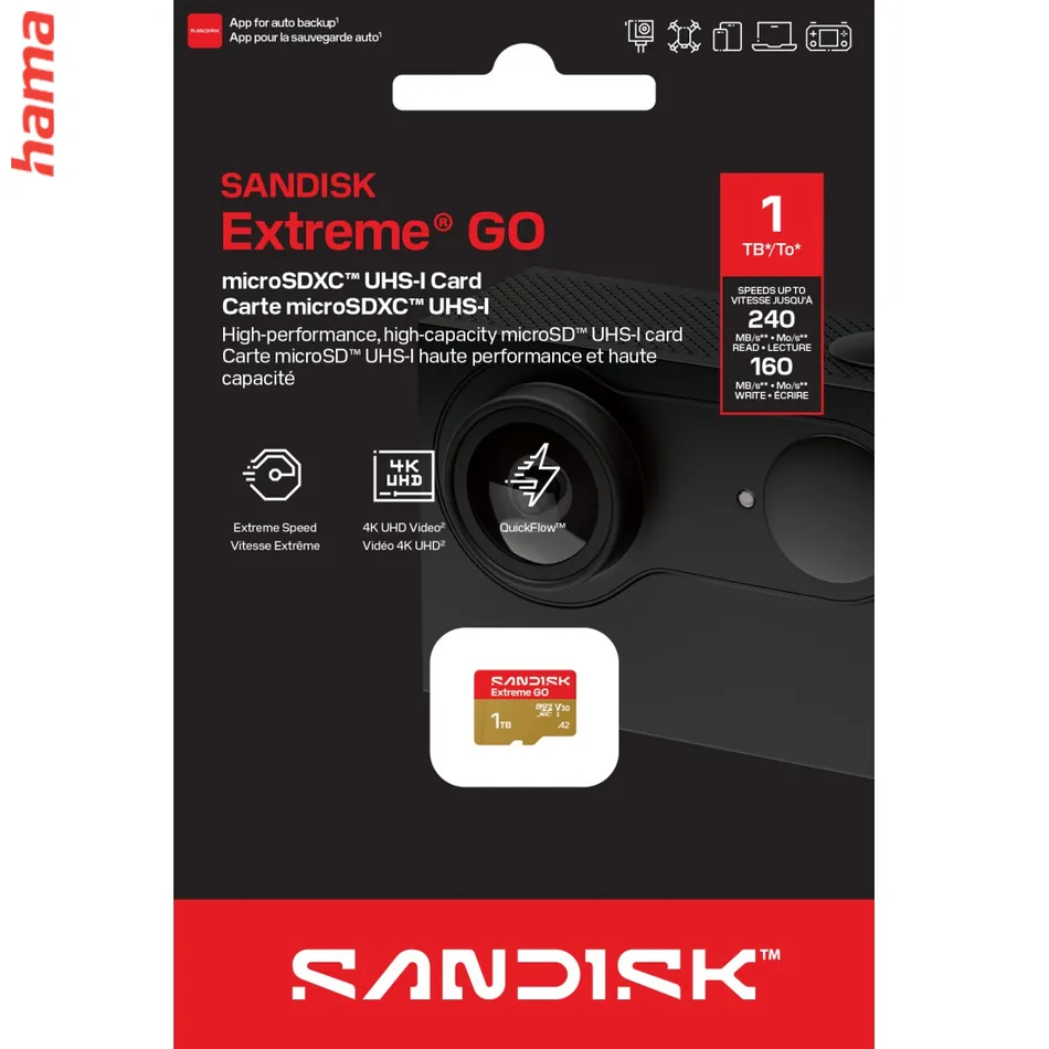 SanDisk micro SD karta Extreme GO 1 TB, UHS-I V30 A2, 240 MB/s