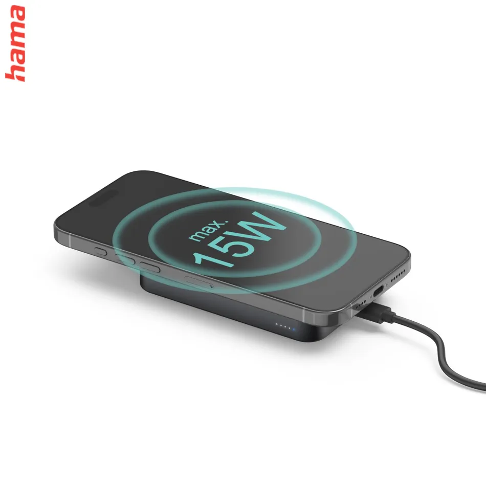 Hama bezdrôtová powerbanka Qi2, 10000 mAh, indukčné nabíjanie, USB-C Power Delivery