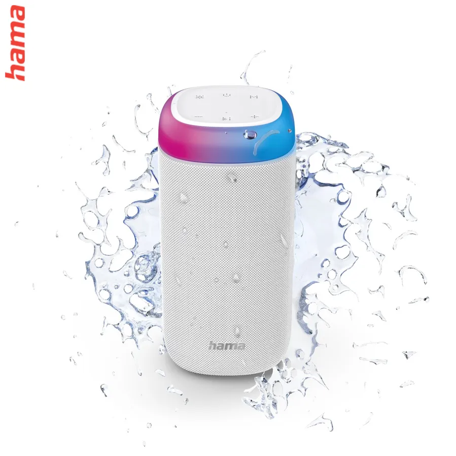 Hama Bluetooth reproduktor Shine 2.0, LED podsvietenie, IPX 4, biely