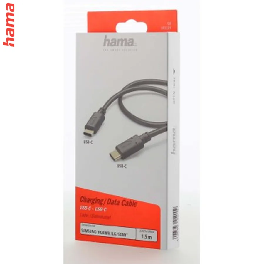 Hama kábel USB-C 2.0 typ C vidlica - C vidlica, 1,5 m, čierny