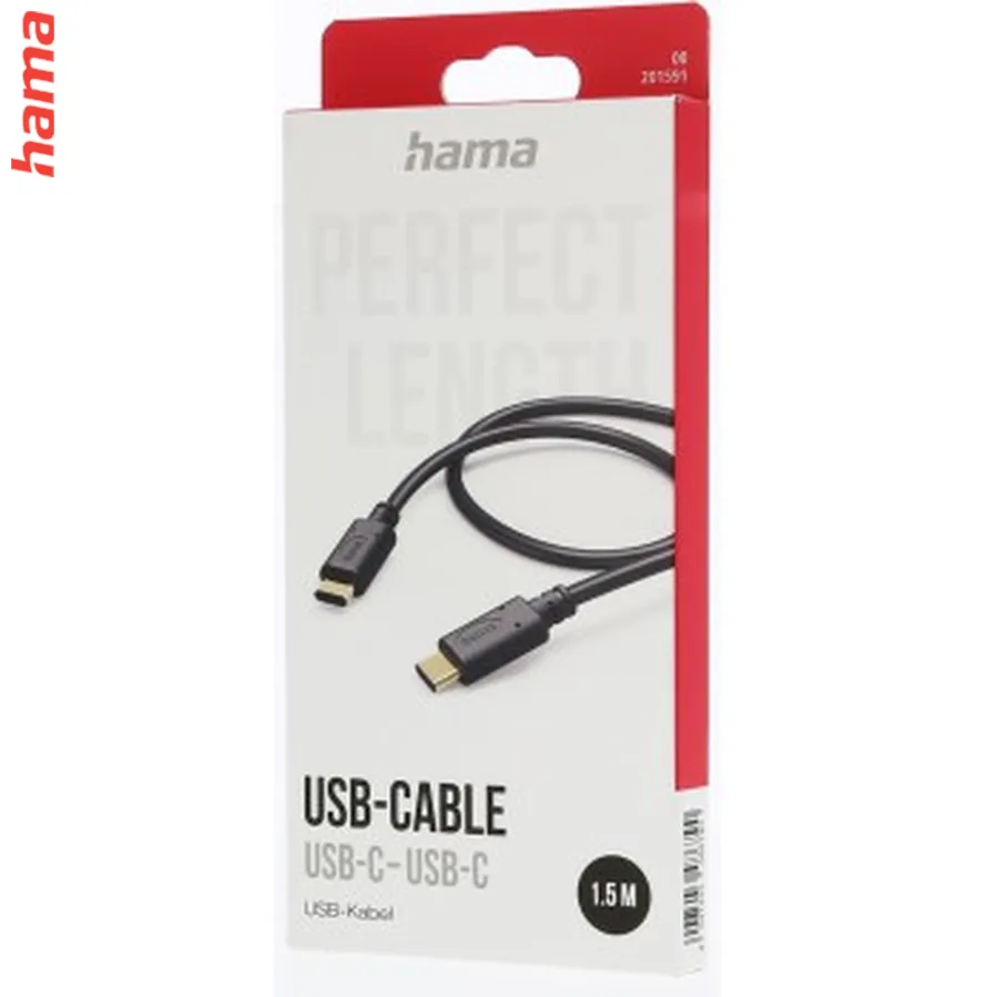 Hama kábel USB-C 2.0 typ C-C 1,5 m, čierny