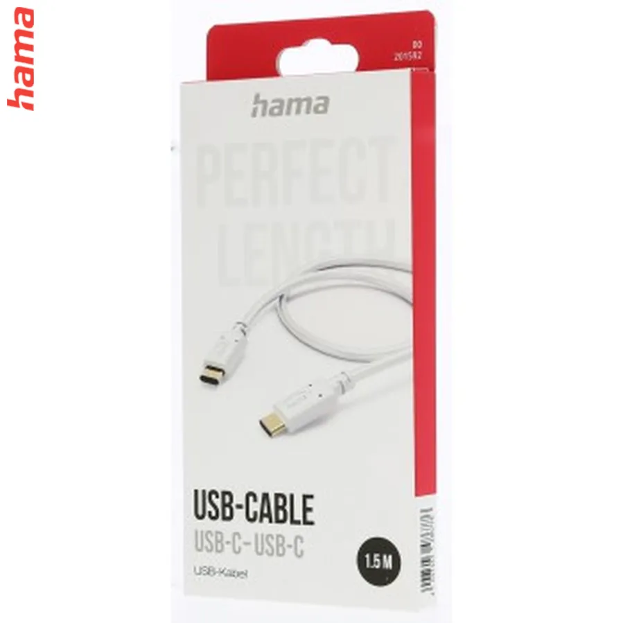 Hama kábel USB-C 2.0 typ C-C 1,5 m, biely