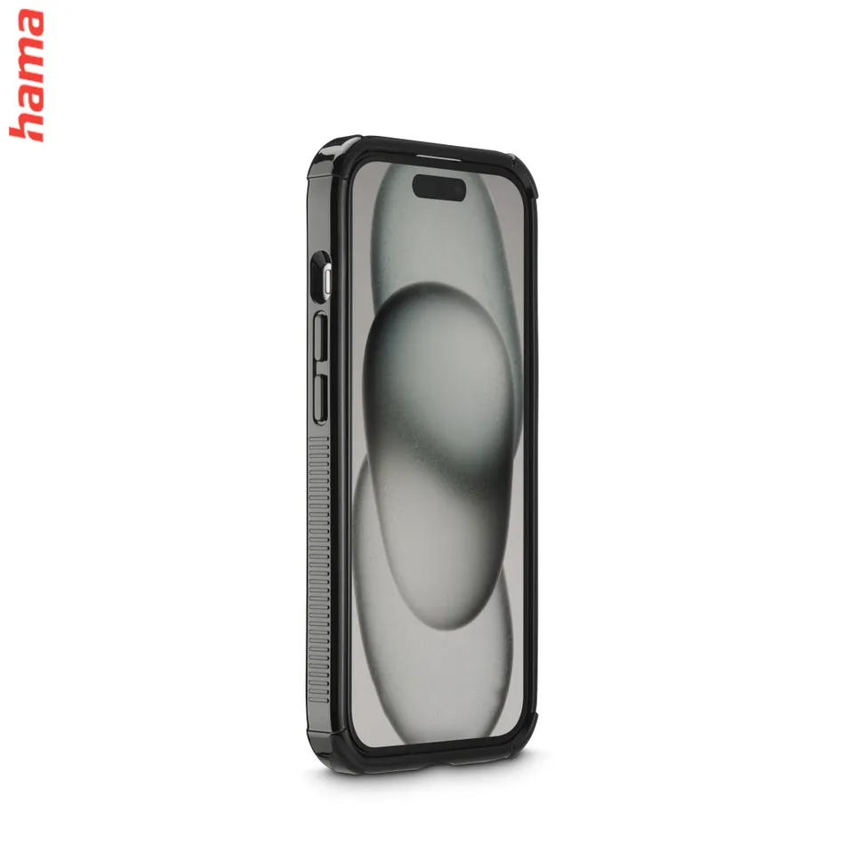 Hama Extreme Protect, kryt pre Apple iPhone 15, materiál D3O®, priehľadný čierny  