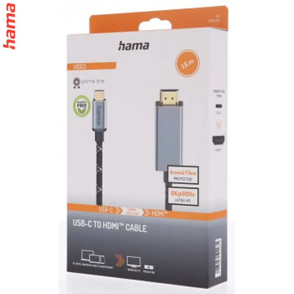Hama kábel USB-C na HDMI 1,5 m, UHD/8K, Prime Line  
