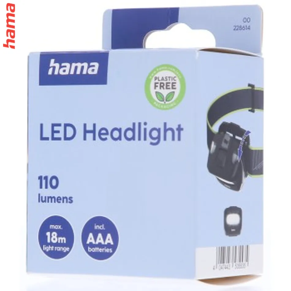 Hama HL110, LED čelovka, COB, svietivosť 110 lm, dosvit 18 m, batérie