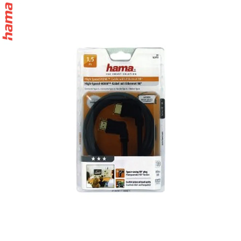 Hama HDMI kábel vidlica-vidlica, kolmé konektory, pozlátený, 3*, 1,5 m