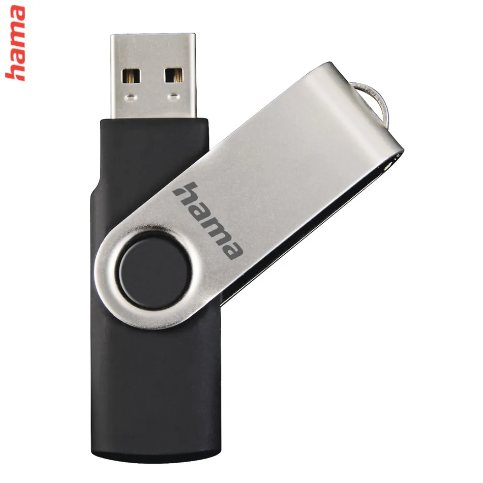 Hama USB 2.0 Flash Drive Rotate, 8 GB, 10 MB/s, čierna/strieborná
