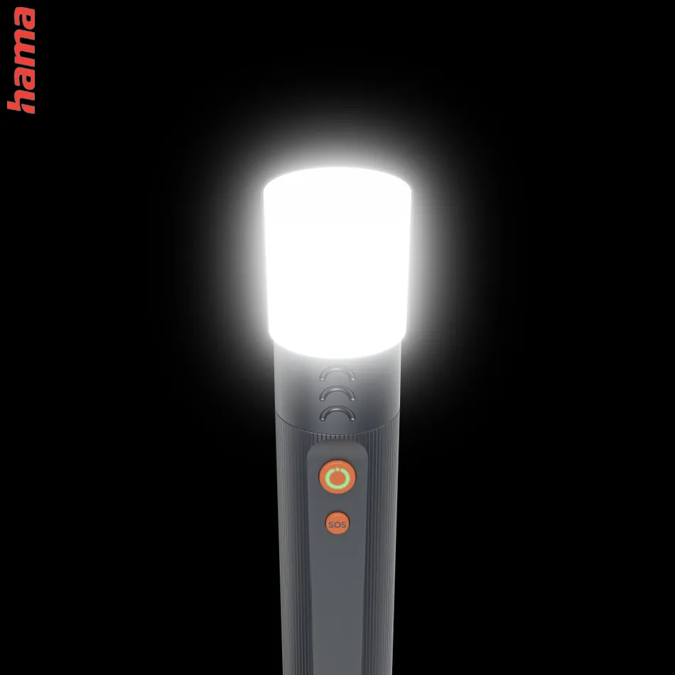 Hama FLX1200-C, LED baterka, nabíjacia, hliníková, 1200 lm/300 m, 4 režimy+SOS, IP44, zoom, karabína