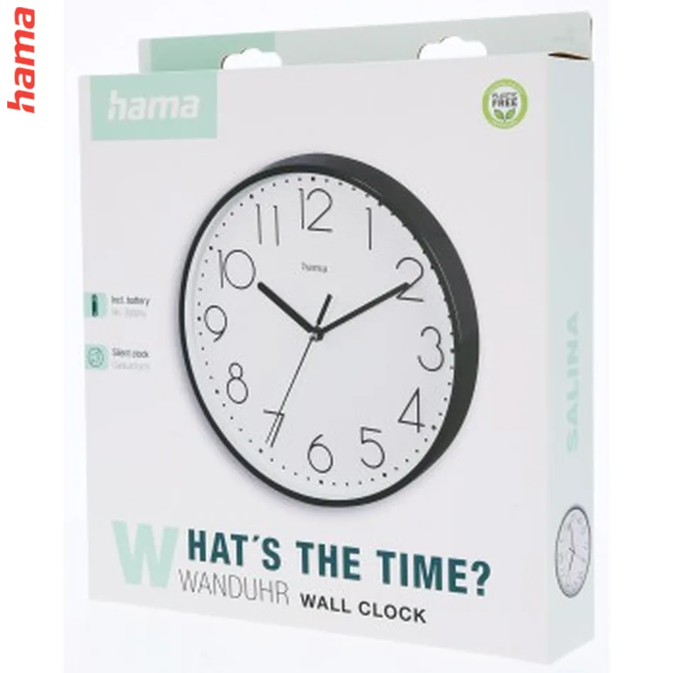 Hama Salina, nástenné hodiny, priemer 22 cm, tichý chod, biele/čierne