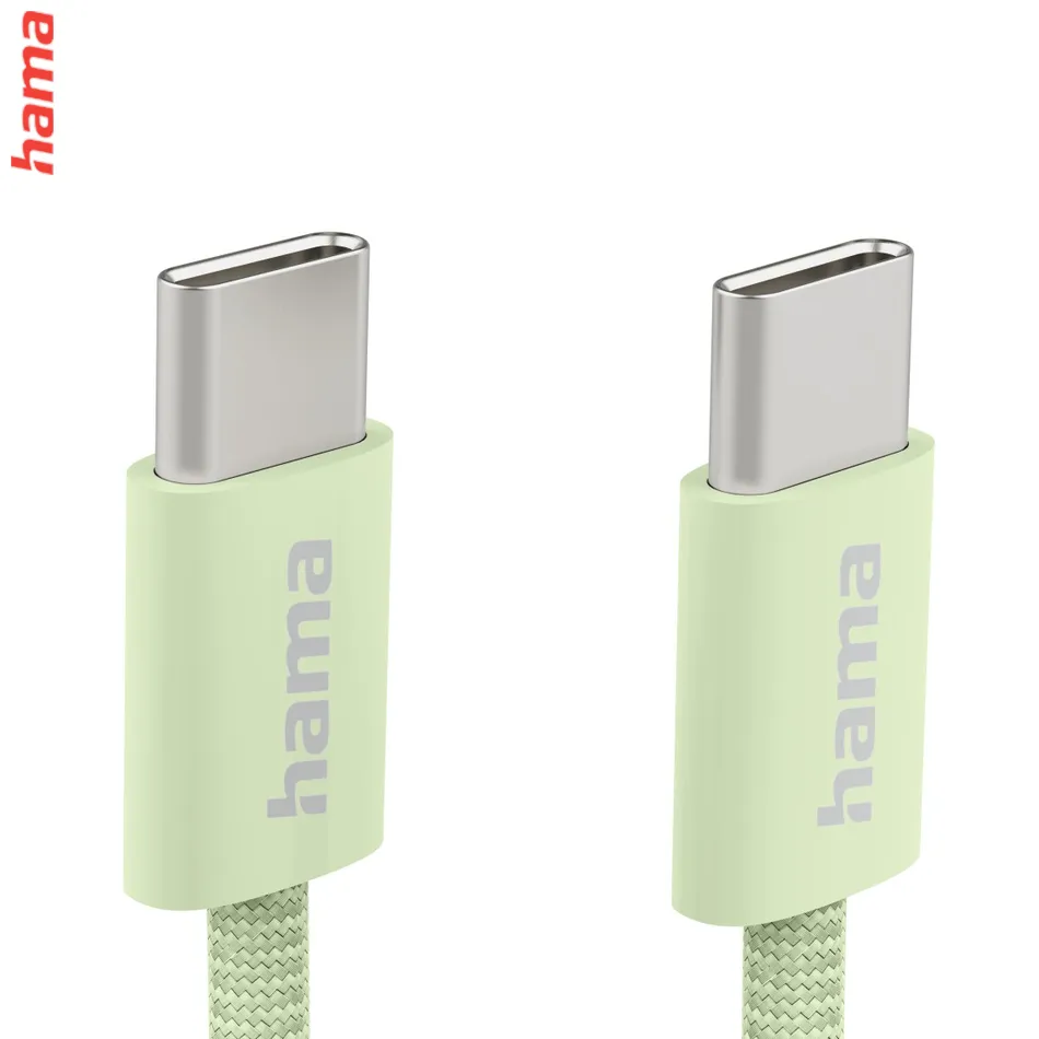 Hama USB-C 2.0 kábel Fabric, 1 m, opletený, zelený