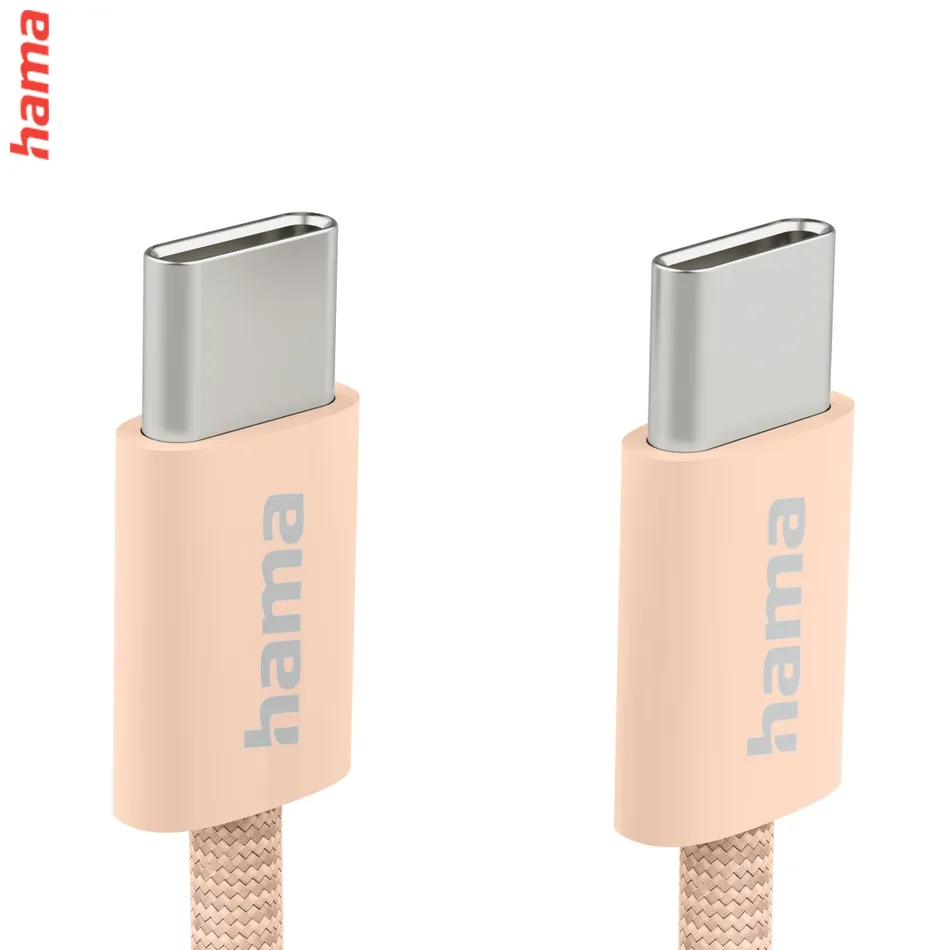 Hama USB-C 2.0 kábel Fabric, 1 m, opletený, oranžový